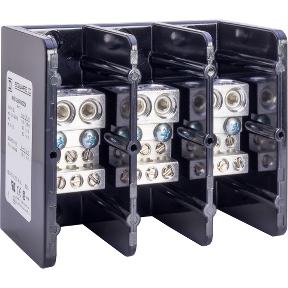 Schneider Electric Power Distribution Block; 350A; 600VAC; 3-Pole; Box Terminals; 2/6 Line/Load Terminal Openings; Panel Mount